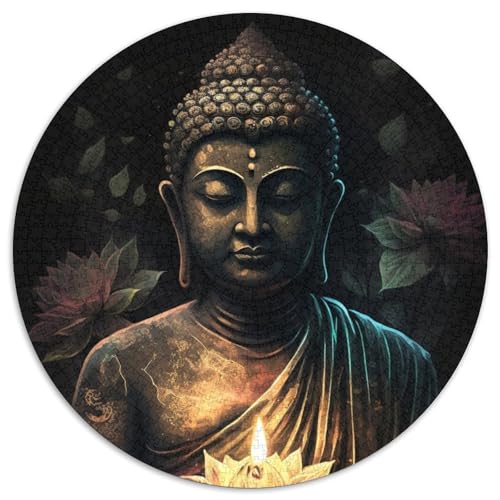Puzzle 1000 Teile Buddha 1000-teiliges rundes Puzzle Spiel für Erwachsene Geschenk Familieninteraktives Spiel Gehirnherausforderung Geschenk (Größe 67,5 x 67,5 cm) von JIANGENNF