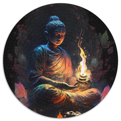 Puzzle 1000 Teile Buddha-Statuen 1000-teiliges rundes Puzzle Spiel für Erwachsene Geschenk Familieninteraktives Spiel Gehirnherausforderung Geschenk (Größe 67,5 x 67,5 cm) von JIANGENNF