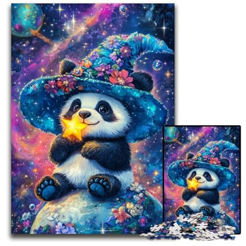 Puzzle 1000 Teile Cartoon Panda Wizard Kartonpuzzles Dekomprimierendes intellektuelles Lernspielzeug Gutes Geschenk für Erwachsene Teenager 26X38CM von JIANGENNF