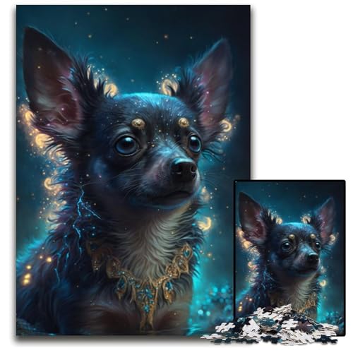 Puzzle 1000 Teile Chihuahua, anspruchsvolles Rätsel, Denksportaufgabe, Spiel für Erwachsene, interaktive Aktivität für die ganze Familie, 26x38cm/10,23x14,96 Zoll von JIANGENNF