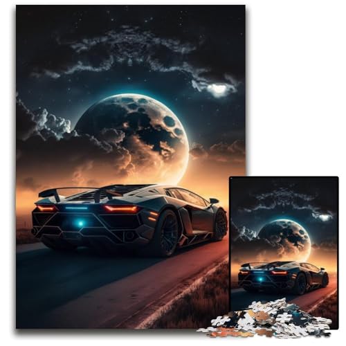 Puzzle 1000 Teile Cooles Sportauto, anspruchsvolle Rätsel, Denksportaufgabe, Spiel für Erwachsene, interaktive Aktivität für die Familie, 26x38cm/10,23x14,96 Zoll von JIANGENNF
