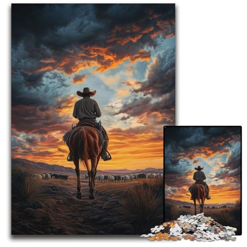 Puzzle 1000 Teile Cowboys bei Sonnenuntergang Holzpuzzle Lernspiele Stressabbau, Heimdekorationsspielzeug für 14-Jährige 50X75CM Puzzle 1000 Teile Cowboys bei Sonnenuntergang Holzpuzzle Lernspiele Stressabbau, Heimdekorationsspielzeug für 14-Jährige 50X75CM von JIANGENNF