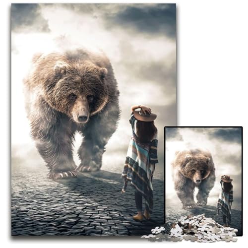 Puzzle 1000 Teile Der Riesenbär Puzzles für Erwachsene Weihnachten, Halloween, Ostern, Neujahr 26x38cm/10,23x14,96 Zoll von JIANGENNF