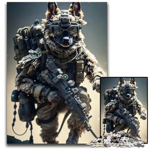 Puzzle 1000 Teile Dog Troops Papppuzzles, anspruchsvolles Denkspiel für Teenager, Spaß am Familienspielabend, 26x38cm/10,23x14,96 Zoll von JIANGENNF