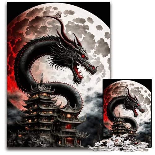 Puzzle 1000 Teile Drachenpuzzle für Erwachsene, interaktives Familienspiel, Denksportaufgabe, Lernspielzeug, 50x75cm/19,68x29,52 Zoll von JIANGENNF