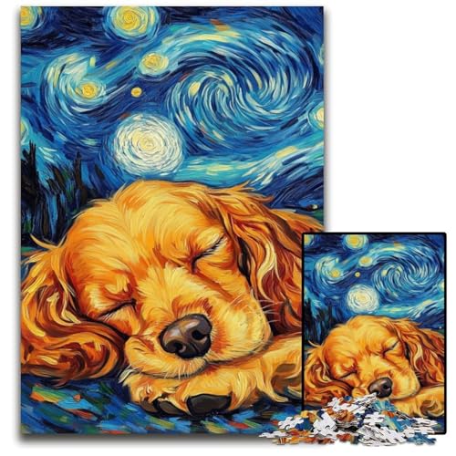 Puzzle 1000 Teile Englischer Cocker Spaniel Nachthimmel, Papppuzzle für Erwachsene, für Teenager und Familienspaß – DIY-Denkspiel, Geschenk, 26x38cm/10,23x14,96 Zoll von JIANGENNF
