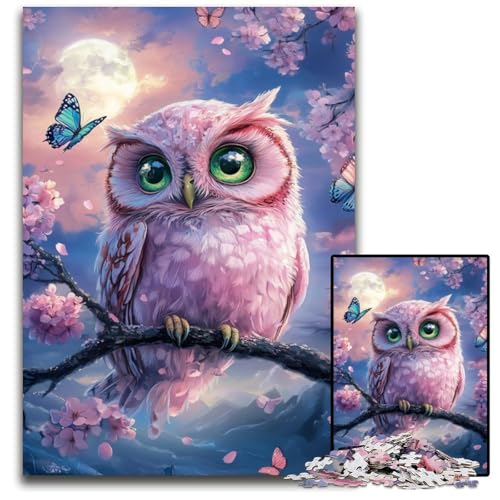 Puzzle 1000 Teile Eule Holzpuzzle Lernspiele Stressabbau, Heimdekorationsspielzeug für 14-Jährige 50X75CM von JIANGENNF
