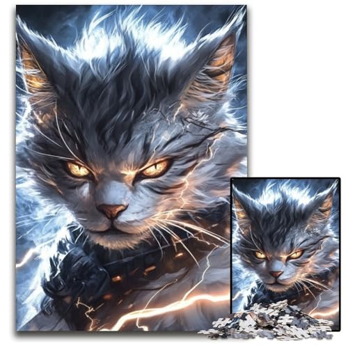Puzzle 1000 Teile Fantasiekatze Holzpuzzle Lernspiele Stressabbau, Heimdekorationsspielzeug für 14-Jährige 50X75CM von JIANGENNF