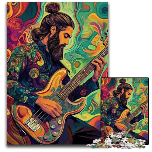 Puzzle 1000 Teile Gitarre spielendes Kartonpuzzle, Lernspiele, Stressabbau, Heimdekorationsspielzeug für 14-Jährige, 26x38cm von JIANGENNF