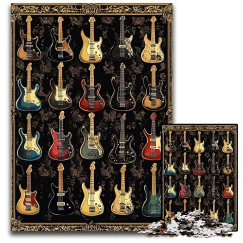 Puzzle 1000 Teile Gitarrensammlung, Papppuzzle, anspruchsvolles Denkspiel für Teenager, Spaß für den Familienspieleabend, 26x38cm von JIANGENNF
