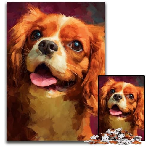Puzzle 1000 Teile Glücklicher Hund Kartonpuzzle Lernspiele Stressabbau, Heimdekorationsspielzeug für 14-Jährige 26X38CM von JIANGENNF
