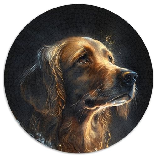 Puzzle 1000 Teile Golden Retriever 1000-teiliges rundes Puzzle Spiel für Erwachsene Geschenk Familieninteraktives Spiel Gehirnherausforderung Geschenk (Größe 67,5 x 67,5 cm) von JIANGENNF
