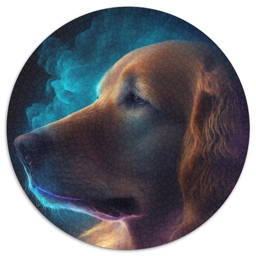 Puzzle 1000 Teile Golden Retriever Cloud 1000-teiliges rundes Puzzle Spiel für Erwachsene Geschenk Familieninteraktives Spiel Gehirnherausforderung Geschenk (Größe 67,5 x 67,5 cm) von JIANGENNF