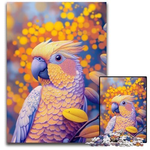 Puzzle 1000 Teile Goldener Papagei Puzzle Lernspiele, mit passendem Poster und Quizblatt für Kinder ab 14 Jahren, 26x38cm von JIANGENNF