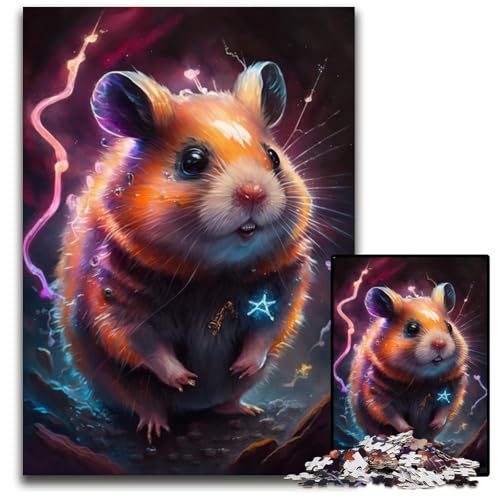 Puzzle 1000 Teile Hamster-Malpuzzle für Erwachsene, perfekt für Halloween, Weihnachten, Geburtstagsgeschenk, 26x38cm/10,23x14,96 Zoll von JIANGENNF