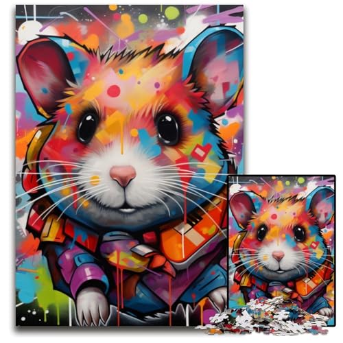 Puzzle 1000 Teile Igel-Graffiti-Puzzle aus Pappe, anspruchsvolles Denkspiel für Teenager, Spaß für den Familienspielabend, 26x38cm/10,23x14,96 Zoll von JIANGENNF