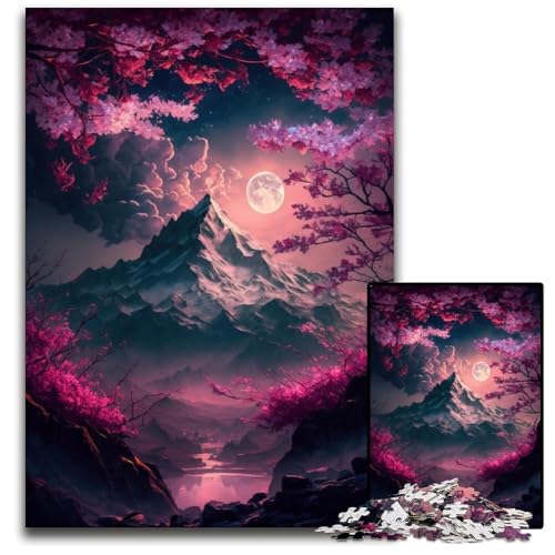 Puzzle 1000 Teile Japanische Landschaft Neon Puzzles für Erwachsene Familieninteraktives Spiel, Bastelgeschenk mit farbenfrohen Kunstwerken 26x38cm/10,23x14,96 Zoll von JIANGENNF