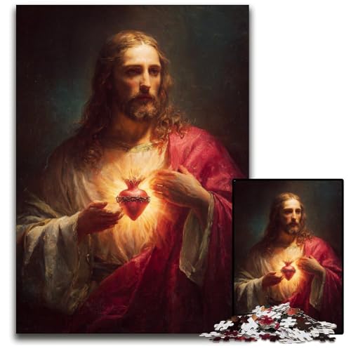 Puzzle 1000 Teile Jesus Kartonpuzzle Lernspiele Stressabbau, Heimdekorationsspielzeug für 14-Jährige 26X38CM von JIANGENNF