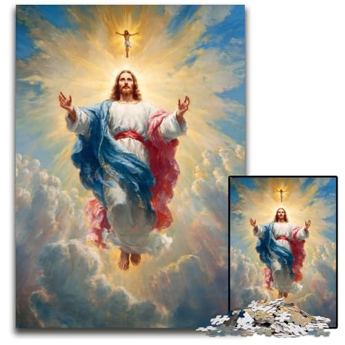 Puzzle 1000 Teile Jesus Kartonpuzzle Lernspiele Stressabbau, Heimdekorationsspielzeug für 14-Jährige 26X38CM von JIANGENNF