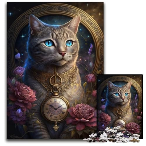 Puzzle 1000 Teile Katze, anspruchsvolles Rätsel, Denksportaufgabe, Spiel für Erwachsene, interaktive Aktivität für die ganze Familie, 26x38cm/10,23x14,96 Zoll von JIANGENNF