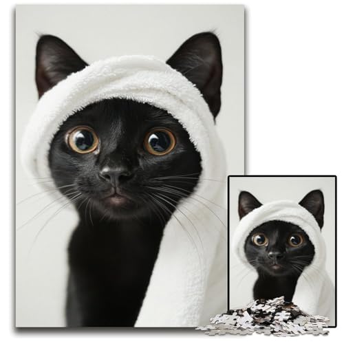 Puzzle 1000 Teile Katze mit Turban Holzpuzzle Lernspiele Stressabbau, Heimdekorationsspielzeug für 14-Jährige 50X75CM Puzzle 1000 Teile Katze mit Turban Holzpuzzle Lernspiele Stressabbau, Heimdekorationsspielzeug für 14-Jährige 50X75CM von JIANGENNF