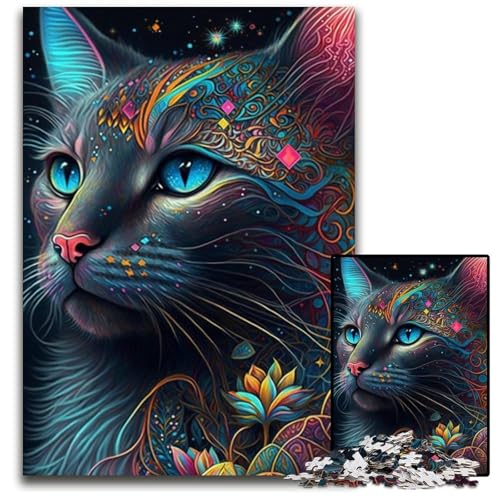 Puzzle 1000 Teile Katzenpuzzle für Erwachsene, Denkspiel für Teenager, 26x38cm/10,23x14,96 Zoll von JIANGENNF