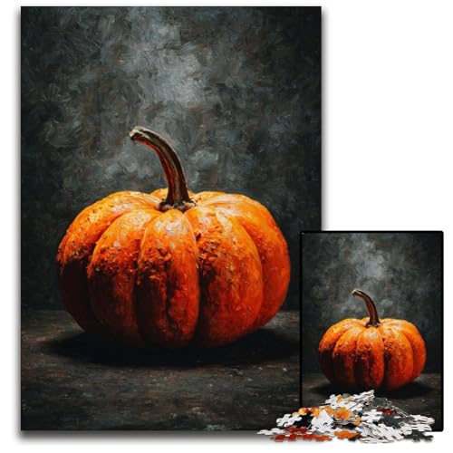 Puzzle 1000 Teile Kürbis Holzpuzzle Lernspiele Stressabbau, Heimdekorationsspielzeug für 14-Jährige 50X75CM von JIANGENNF
