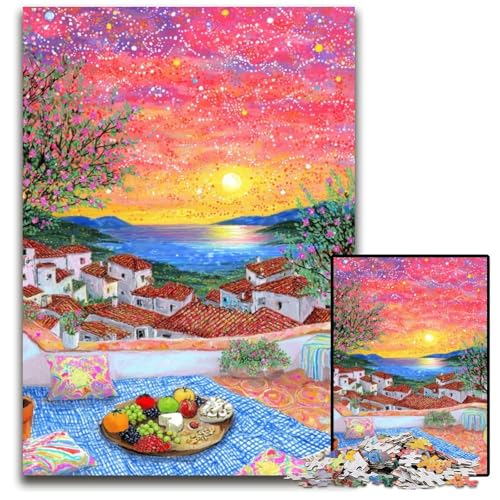Puzzle 1000 Teile Landschaft Holzpuzzle Herausforderndes Denkspiel für Teenager, Spaß am Familienspieleabend 50X75CM von JIANGENNF