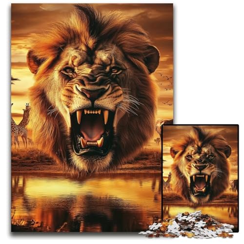 Puzzle 1000 Teile Löwe Kartonpuzzle Lernspiele Stressabbau, Heimdekorationsspielzeug für 14-Jährige 26X38CM von JIANGENNF