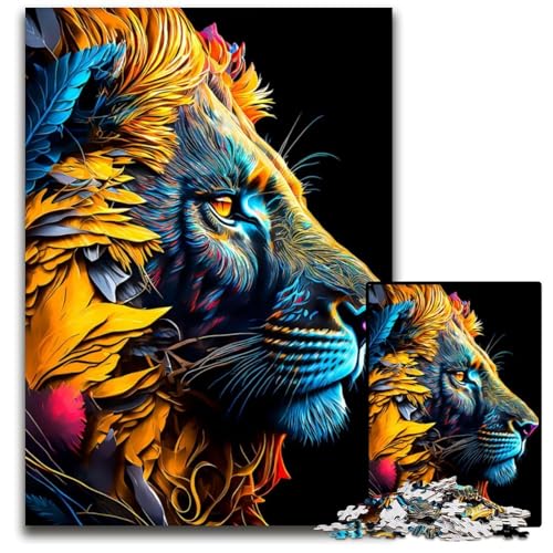 Puzzle 1000 Teile Löwenpuzzle für Erwachsene, perfekt für Halloween, Weihnachten, Geburtstagsgeschenk, 50x75cm/19,68x29,52 Zoll Puzzle 1000 Teile Löwenpuzzle für Erwachsene, perfekt für Halloween, Weihnachten, Geburtstagsgeschenk, 50x75cm/19,68x29,52 Zoll von JIANGENNF