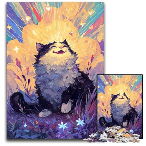Puzzle 1000 Teile Magische Traumkatze Kartonpuzzle Lernspiele Stressabbau, Heimdekorationsspielzeug für 14-Jährige 26X38CM von JIANGENNF