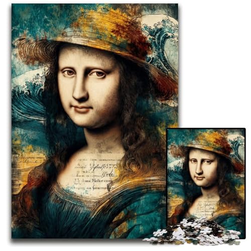 Puzzle 1000 Teile Mona Lisa Kartonpuzzle Lernspiele Stressabbau, Heimdekorationsspielzeug für 14-Jährige 26X38CM von JIANGENNF