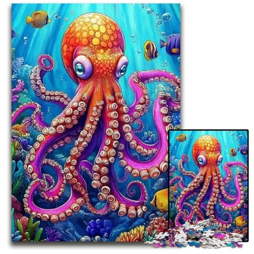 Puzzle 1000 Teile Oktopus Holzpuzzle Anspruchsvolles Denkspiel für Teenager, Spaß am Familienspieleabend 50X75CM von JIANGENNF
