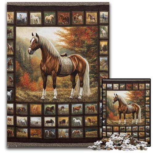 Puzzle 1000 Teile Pferdecollage Kartonpuzzle, anspruchsvolles Denkspiel für Teenager, Spaß für den Familienspieleabend, 26x38cm Puzzle 1000 Teile Pferdecollage Kartonpuzzle, anspruchsvolles Denkspiel für Teenager, Spaß für den Familienspieleabend, 26x38cm von JIANGENNF