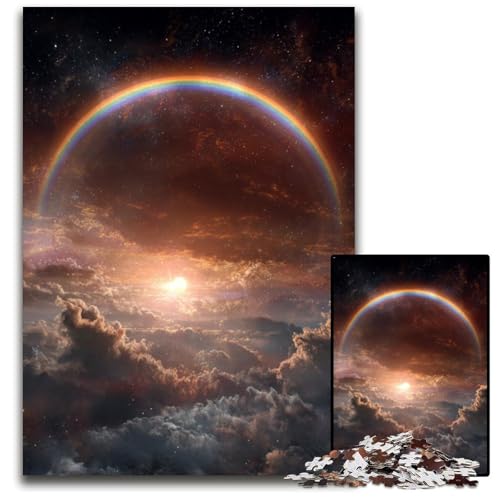 Puzzle 1000 Teile Regenbogenwolke Kartonpuzzle Lernspiele Stressabbau, Heimdekorationsspielzeug für 14-Jährige 26X38CM von JIANGENNF