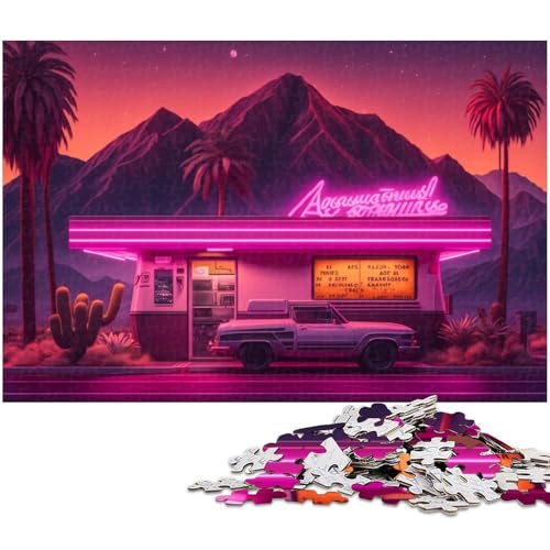 Puzzle 1000 Teile Retro-Neonlandschaft Kartonpuzzle für Erwachsene Teenager, Paare und Freunde zum Geburtstag, Weihnachten 26 x 38 cm / 10,23 x 14,96 Zoll Puzzle 1000 Teile Retro-Neonlandschaft Kartonpuzzle für Erwachsene Teenager, Paare und Freunde zum Geburtstag, Weihnachten 26 x 38 cm / 10,23 x 14,96 Zoll von JIANGENNF