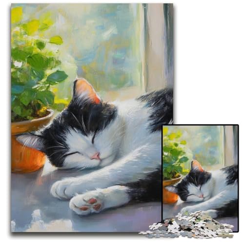 Puzzle 1000 Teile Schlafende Katze Holzpuzzle Lernspiele Stressabbau, Heimdekorationsspielzeug für 14-Jährige 50X75CM Puzzle 1000 Teile Schlafende Katze Holzpuzzle Lernspiele Stressabbau, Heimdekorationsspielzeug für 14-Jährige 50X75CM von JIANGENNF