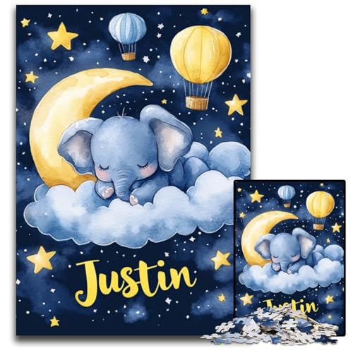 Puzzle 1000 Teile Schlafender Elefant Holzpuzzle Lernspiele Stressabbau, Heimdekorationsspielzeug für 14-Jährige 50X75CM von JIANGENNF