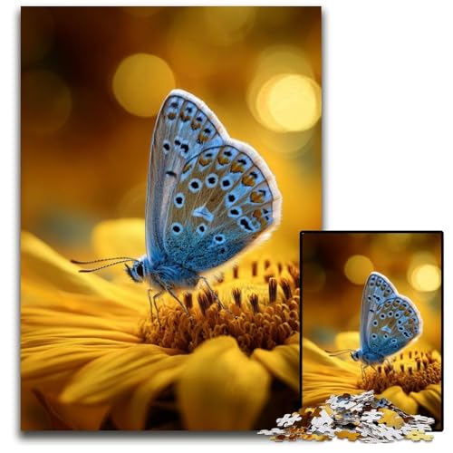 Puzzle 1000 Teile Schmetterlings-Kartonpuzzle Lernspiele Stressabbau, Heimdekorationsspielzeug für 14-Jährige 26X38CM von JIANGENNF