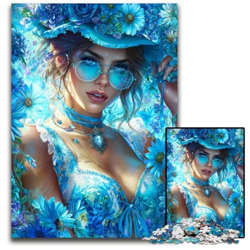 Puzzle 1000 Teile Schöne Frau Kartonpuzzle Lernspiele Stressabbau, Heimdekorationsspielzeug für 14-Jährige 26X38CM von JIANGENNF