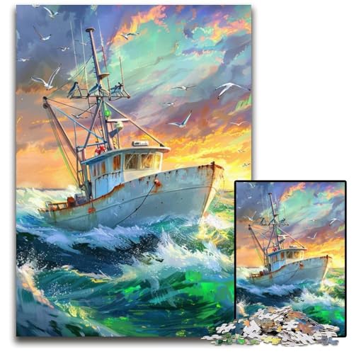 Puzzle 1000 Teile Seereise Kartonpuzzle Lernspiele Stressabbau, Heimdekorationsspielzeug für 14-Jährige 26X38CM von JIANGENNF