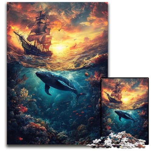 Puzzle 1000 Teile Seeschiff Kartonpuzzle Lernspiele Stressabbau, Heimdekorationsspielzeug für 14-Jährige 26X38CM von JIANGENNF
