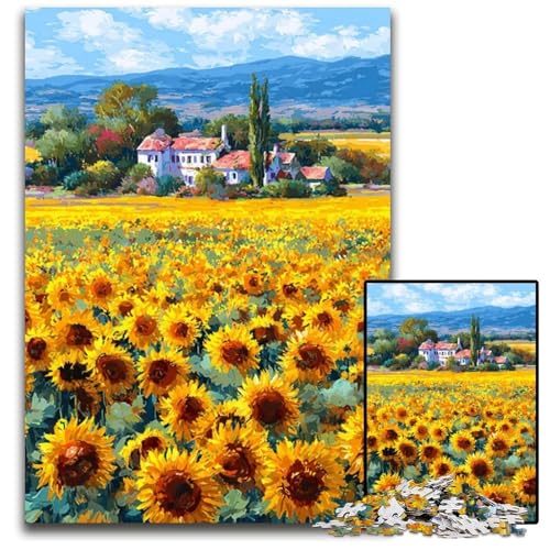 Puzzle 1000 Teile Sonnenblumenfeld Kartonpuzzles Dekomprimierendes intellektuelles Lernspielzeug Gutes Geschenk für Erwachsene Teenager 26X38CM Puzzle 1000 Teile Sonnenblumenfeld Kartonpuzzles Dekomprimierendes intellektuelles Lernspielzeug Gutes Geschenk für Erwachsene Teenager 26X38CM von JIANGENNF