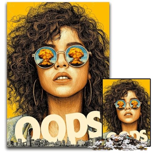 Puzzle 1000 Teile Sonnenbrille Mädchen Kartonpuzzle Lernspiele Stressabbau, Heimdekorationsspielzeug für 14-Jährige 26X38CM von JIANGENNF