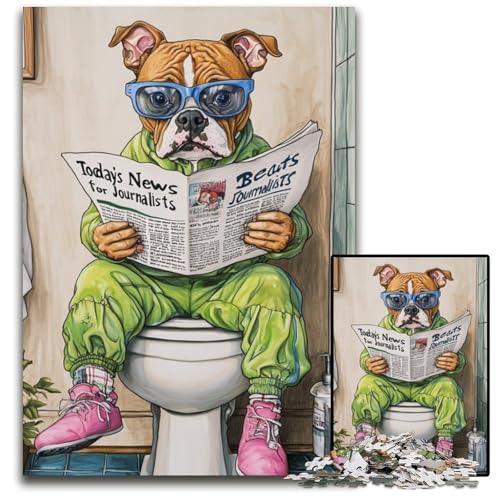 Puzzle 1000 Teile Staffordshire Bull Go Toilet Puzzles für Erwachsene DIY-Dekoration, Gehirn-Herausforderung, für Erwachsene, Familie, 26x38cm/10,23x14,96 Zoll Puzzle 1000 Teile Staffordshire Bull Go Toilet Puzzles für Erwachsene DIY-Dekoration, Gehirn-Herausforderung, für Erwachsene, Familie, 26x38cm/10,23x14,96 Zoll von JIANGENNF