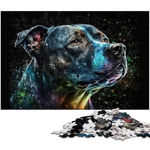 Puzzle 1000 Teile Staffordshire Bull Terrier Hund Schwierige Puzzles für Erwachsene Herausforderndes Denkspiel für Teenager, Spaß für den Familienspieleabend 50 x 75 cm / 19,68 x 29,52 Zoll Puzzle 1000 Teile Staffordshire Bull Terrier Hund Schwierige Puzzles für Erwachsene Herausforderndes Denkspiel für Teenager, Spaß für den Familienspieleabend 50 x 75 cm / 19,68 x 29,52 Zoll von JIANGENNF