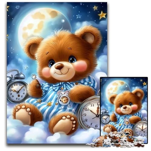 Puzzle 1000 Teile Teddybär Holzpuzzle Dekomprimierendes intellektuelles Lernspielzeug Gutes Geschenk für Erwachsene und Jugendliche 50X75CM von JIANGENNF