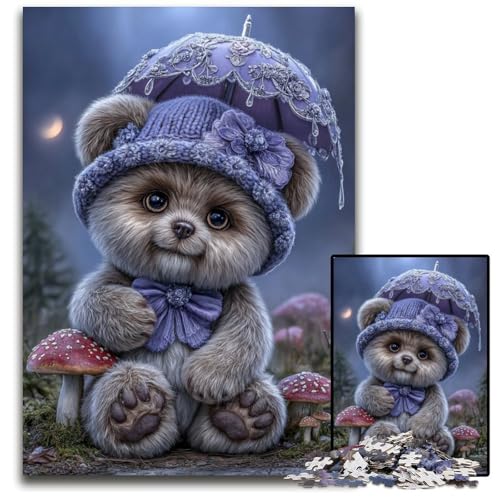 Puzzle 1000 Teile Teddybär Holzpuzzle Lernspiele Stressabbau, Heimdekorationsspielzeug für 14-Jährige 50X75CM von JIANGENNF