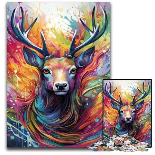 Puzzle 1000 Teile Tier-Rentier-Puzzle aus Pappe, anspruchsvolles Denkspiel für Teenager, Spaß für den Familienspielabend, 26x38cm/10,23x14,96 Zoll Puzzle 1000 Teile Tier-Rentier-Puzzle aus Pappe, anspruchsvolles Denkspiel für Teenager, Spaß für den Familienspielabend, 26x38cm/10,23x14,96 Zoll von JIANGENNF