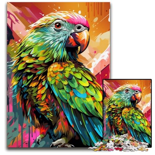 Puzzle 1000 Teile Tiere Vögel Papageien Papppuzzles Herausforderndes Denkspiel für Teenager, Spaß am Familienspielabend 26x38cm/10,23x14,96 Zoll von JIANGENNF